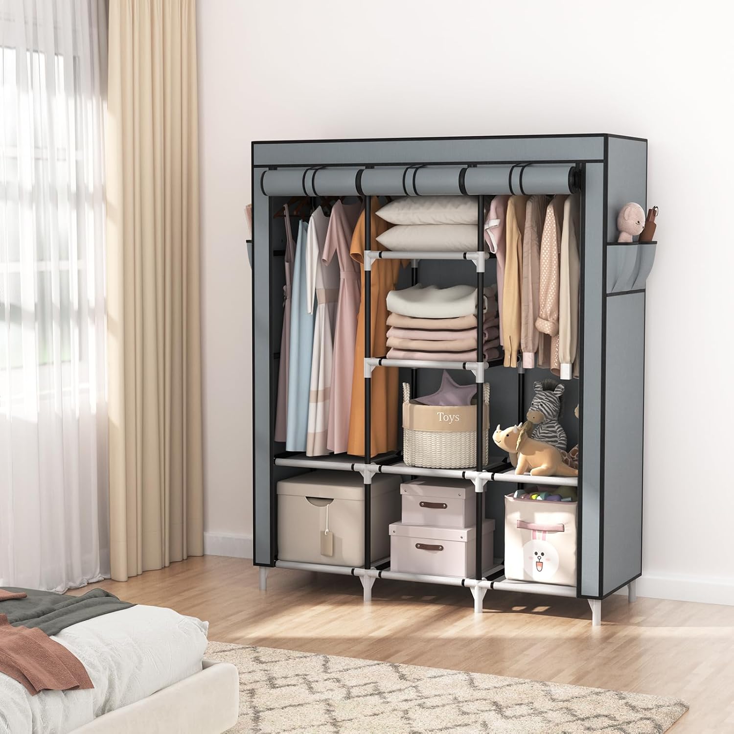 Vipash 3-Door 8-Shelves Collapsible Wardrobe